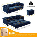 Canapé-lit gigogne 3-en-1 King Size Whisen Velvet et canapé convertible avec pouf mobile, design capitonné
