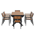 Ensemble de salle à manger extérieur extensible 7 pièces avec table extensible et 6 chaises avec accoudoirs