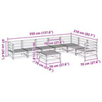vidaXL Ensemble de canapés de jardin en bois de pin massif Grand canapé d'extérieur modulaire - Pin naturel sans coussin