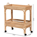 Chariot à vin en rotin Bali & Pari Lombok, marron naturel : chariot de bar d'intérieur avec porte-bouteilles, aucun assemblage requis