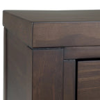 Console en bois massif de 152 cm avec 3 tiroirs, style contemporain, coloris noyer chaud