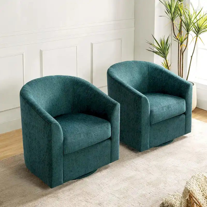 Lot de 2 fauteuils crapauds modernes rembourrés Cuenca avec base pivotante