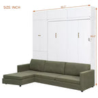Lit escamotable Queen size avec canapé et armoire, Lit mural Queen en bois avec étagères, Lit escamotable pour chambre d'amis ou bureau
