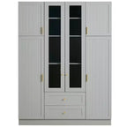 Armoire de rangement de cuisine sur pied Whisen 71H, grand buffet de salle à manger avec 6 portes et étagères réglables