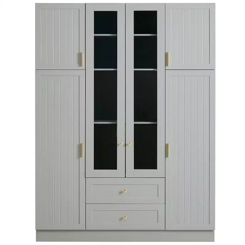 Armoire de rangement de cuisine sur pied Whisen 71H, grand buffet de salle à manger avec 6 portes et étagères réglables