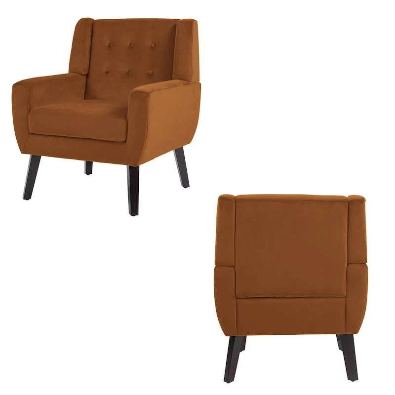 Lot de 2 fauteuils d'appoint en velours pour salon