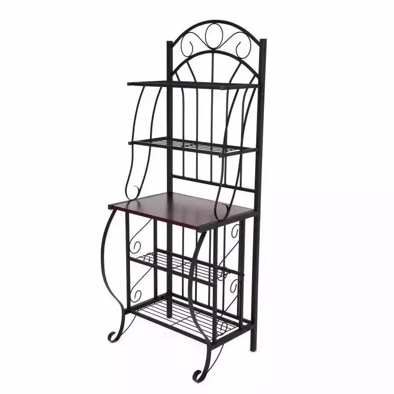 Étagère de cuisine Valencia Metal/Noir - Boraam Industries : Style scandinave, 5 étagères, Finition poudrée