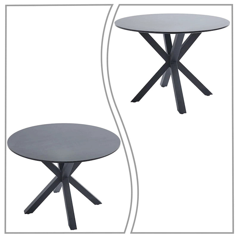 Table de salle à manger ronde minimaliste moderne avec plateau en MDF et pieds en métal
