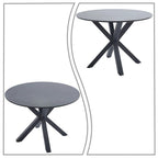 Table de salle à manger ronde minimaliste moderne avec plateau en MDF et pieds en métal