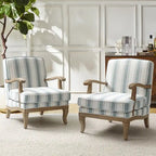Fauteuil Rinaldo Farmhouse en polyester avec pieds en bois massif, lot de 2, par HULALA HOME