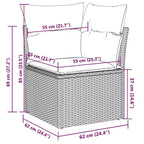 vidaXL Salon de jardin 9 pièces avec coussins Gris Résine tressée