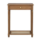 Table d'appoint console à 1 tiroir en bois massif et étagère en cannage Lenora par East at Main