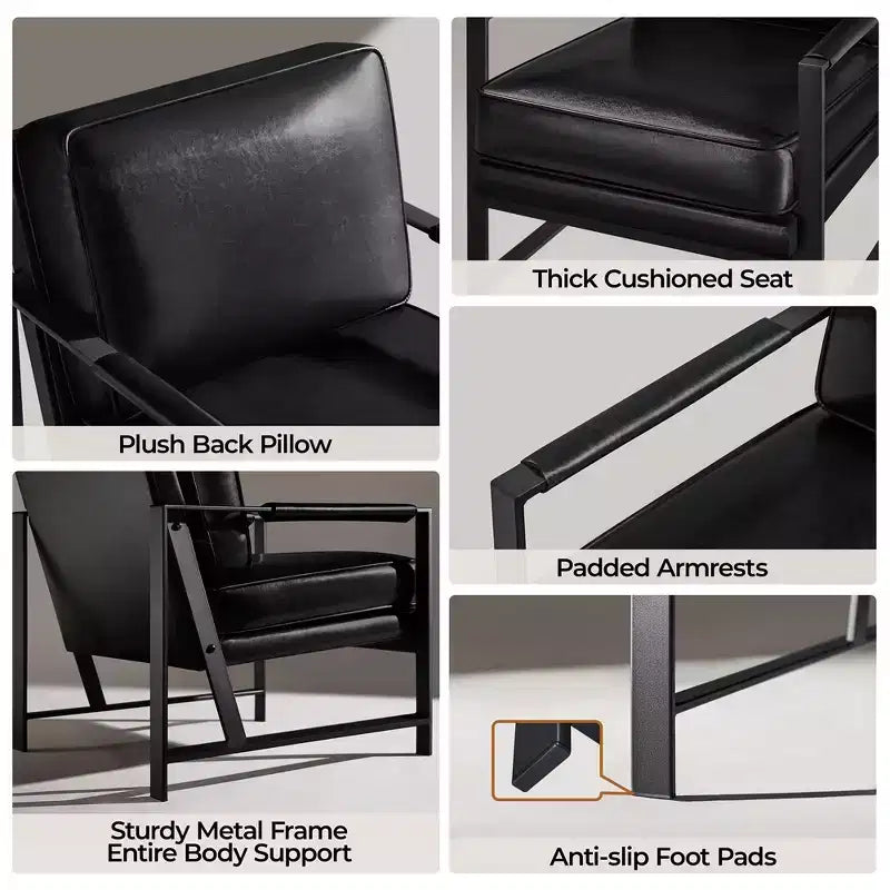 Yaheetech Lot de 2 fauteuils de salon rétro rembourrés avec accoudoirs en métal, coussin d'assise et de dossier amovible