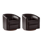 Chaise pivotante moderne Haley en similicuir avec piètement en bois massif, lot de 2 par HULALA HOME