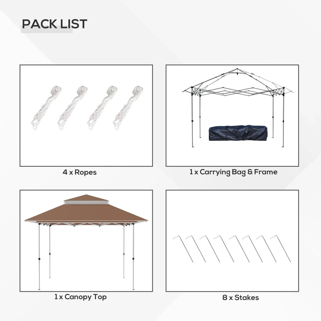 Outsunny 12 x 12 Tonnelle escamotable Pare-soleil Tente instantanée pliable avec filet latéral en maille, Hauteur réglable sur 3 niveaux