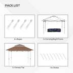Outsunny 12 x 12 Tonnelle escamotable Pare-soleil Tente instantanée pliable avec filet latéral en maille, Hauteur réglable sur 3 niveaux