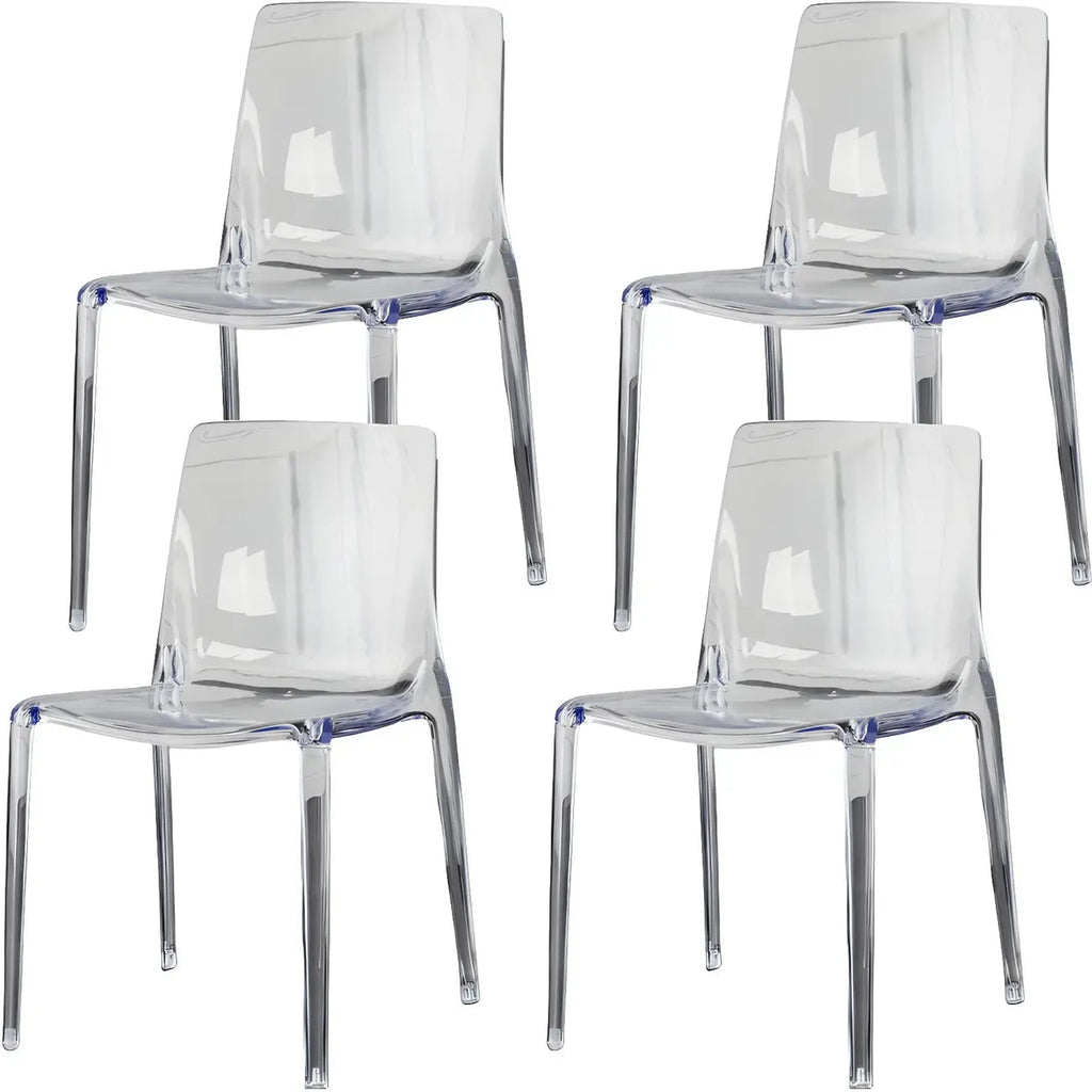 Chaise de salle à manger sans accoudoirs à dossier bas en acrylique ambre