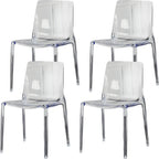 Chaise de salle à manger sans accoudoirs à dossier bas en acrylique ambre
