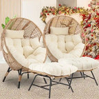 FINCATI Fauteuil Œuf d'intérieur, Fauteuil Œuf d'extérieur 200 kg, Fauteuil Œuf surdimensionné avec pouf, Fauteuil Œuf de luxe confortable avec repose-pieds