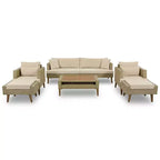 Ensemble de canapé Whisen 6 pièces en rotin synthétique tout temps, canapé d'extérieur en rotin avec coussins doubles