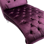 Chaise longue capitonnée violette avec oreiller et pieds en acrylique
