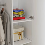Armoire de rangement moderne sur pied en bois massif avec étagères