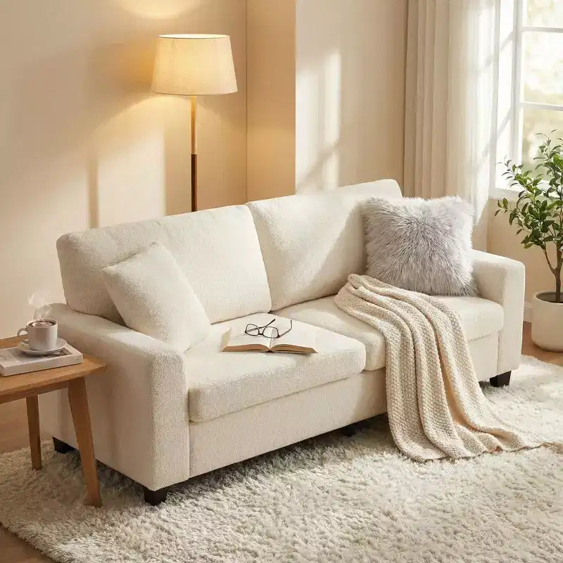 Canapé moderne 3 places de 83 po avec assise profonde, tissu doux, accoudoirs larges, housse de coussin amovible et lavable