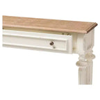 Table console style provincial français en marqueterie, chêne patiné et bois vieilli - Blanc - Baxton Studio : Vintage, pieds sculptés