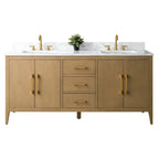 Meuble-lavabo de salle de bain Vanity Art 72 po à double vasque avec dessus en marbre reconstitué