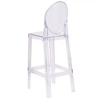 Tabouret de bar Ghost Emma et Oliver avec dossier ovale en cristal transparent