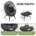 FINCATI Fauteuil Œuf d'intérieur, Fauteuil Œuf d'extérieur 200 kg, Fauteuil Œuf surdimensionné avec pouf, Fauteuil Œuf de luxe confortable avec repose-pieds