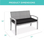 Banc de jardin en osier d'extérieur 2 places Best Choice Products avec coussin, capacité de 317 kg