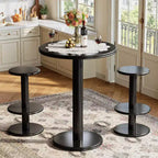 Ensemble table de bar ronde Lantine de 99,06 cm de haut, table de bistrot moderne noire avec 2 tabourets de bar pour cuisine, salon, appartement
