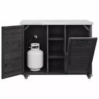 Îlot de cuisine extérieure de 198,9 cm avec comptoir en acier inoxydable, station de barbecue pliable et armoires de rangement, noir