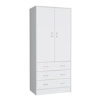 Grande Armoire Moderne à Deux Portes avec 3 Tiroirs et 1 Tringle pour Chambre à Coucher