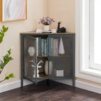 Table d'angle Javlergo, étagère de rangement moderne triangulaire à 3 niveaux avec 2 portes pour salon, chambre et bureau
