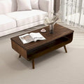 Table basse rectangulaire Adelina en bois massif de style milieu du siècle, marron