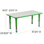 Emma et Oliver, ensemble table d'activités rectangulaire en plastique réglable en hauteur (60 cm x 120 cm) avec 6 chaises