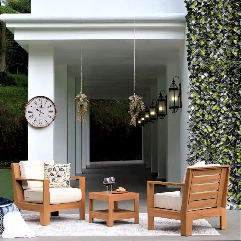 Ensemble de 3 pièces Logan Cambridge Casual en teck pour extérieur avec coussins Sunbrella