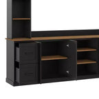 Meuble TV mural 4-en-1 ModernLuxe de style campagnard, convient aux téléviseurs jusqu'à 70 pouces, meuble TV console multimédia avec étagères réglables et tiroirs