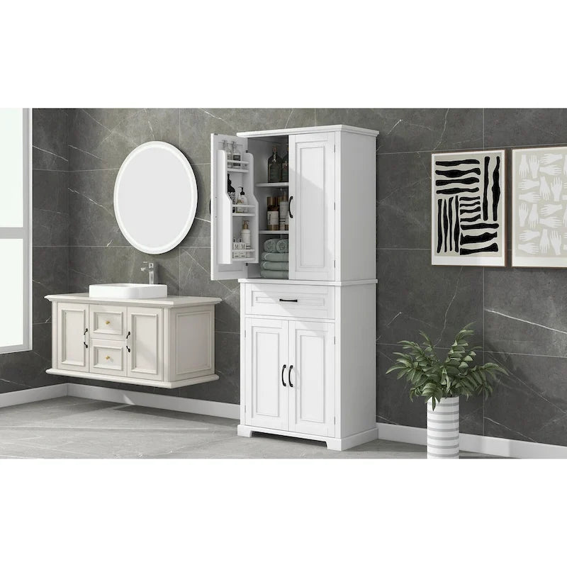 Meuble de rangement pour salle de bain avec portes et tiroir