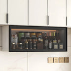 Vaisselier de cuisine en verre mural flottant en métal gris