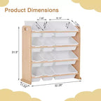 VECELO Étagère de Rangement pour Enfants avec 12 Bacs, Meuble de Rangement en Bois pour Tout-Petits, Grande Capacité pour Livres ou Jouets