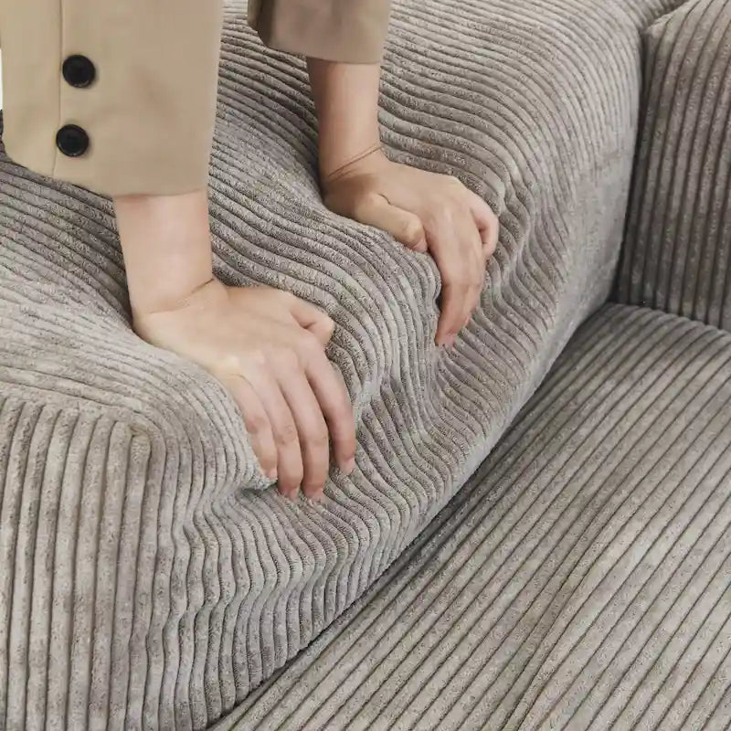 Canapé d’angle modulable 141,73, canapé en velours côtelé en U avec poufs