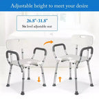 Chaise de douche en U avec dossier, hauteur réglable, chaise de douche d'une capacité de 158 kg pour personnes âgées et handicapées