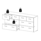 Tvilum, Commode double à 8 tiroirs chêne structure/blanc
