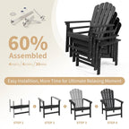 Chaise Adirondack empilable Vrakae de 6 pièces en PEHD résistant aux intempéries pour patio