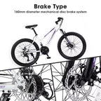 VTT Okak 24/26 pouces avec 21 vitesses et double freins à disque, vélo pour enfants avec suspension avant de 100 mm, Dirt Bike pour adolescents et femmes