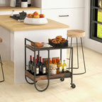 Desserte roulante de cuisine avec porte-bouteilles amovible en métal – Marron – 61 x 43 x 74 cm (L x l x H)