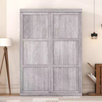 Lit escamotable mural pleine grandeur/taille double, lit en armoire en bois, gris